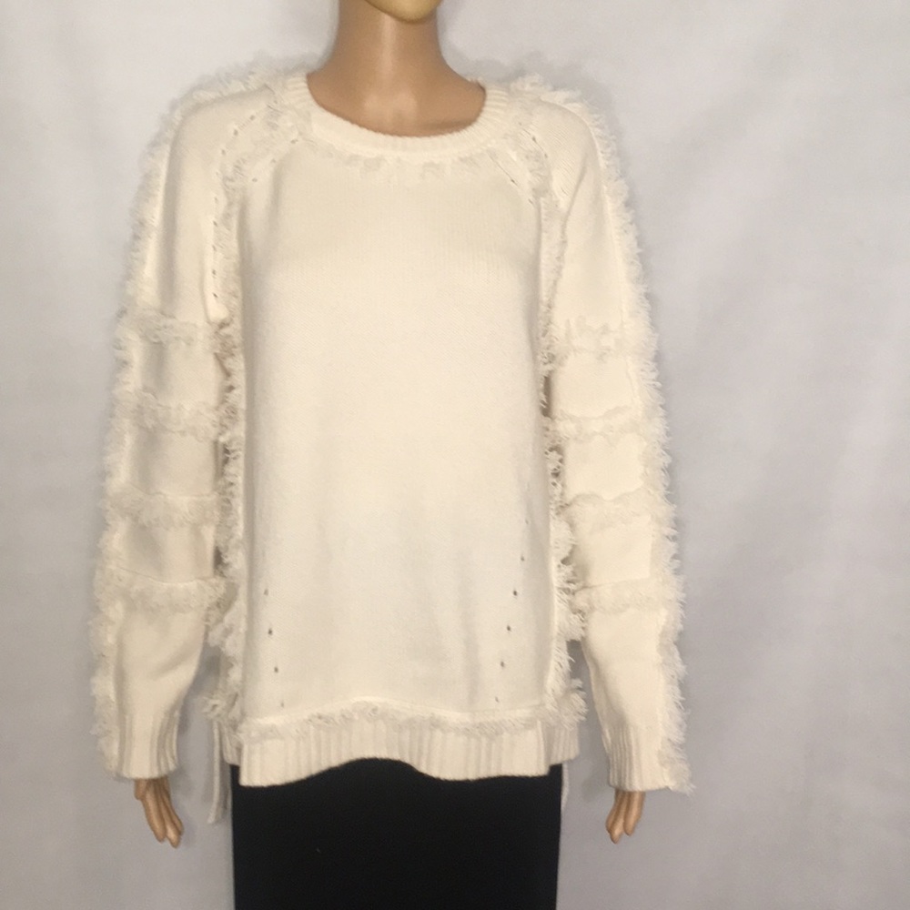 NWT Cashmere Project Pullover Sweater with Fringe